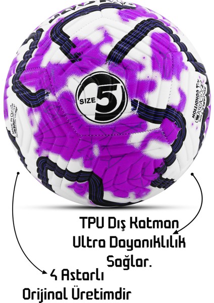 Orijinal Futbol Topu Color Pompalı Set Sert Zemin Halı Saha Futbol Topu Hibrit No:5