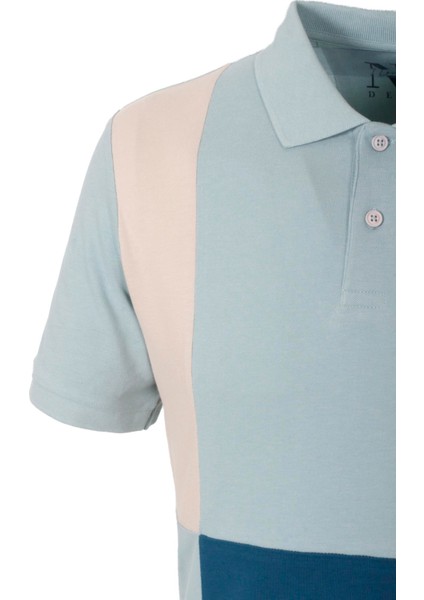 Erkek Polo Yaka T-Shirt Mavi %100 Pamuk Slim Fit Ribanalı Kol Garnili T-Shirt Ncs Jeans 1165 fırsatları