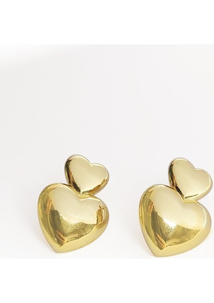 Altın Kaplama Duble Kalp Küpe modelleri