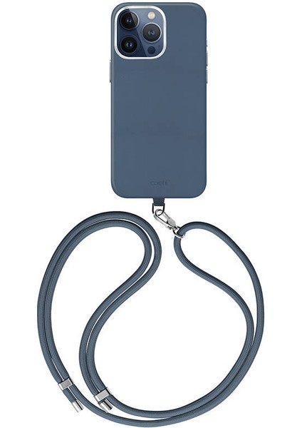 iPhone 15 Pro Uyumlu Kılıf Magsafe Şarj Özellikli Soft Arka Yüzey Askı Ipli Coehl Muse Kapak Mavi