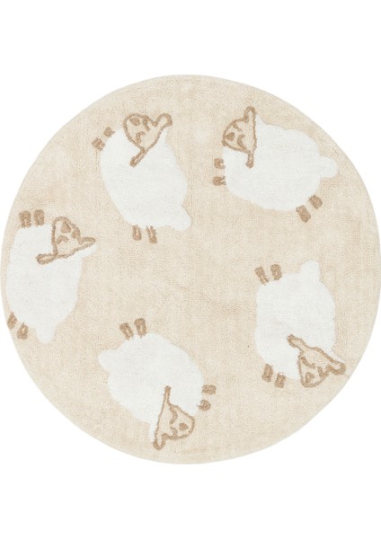 Cotton Bone CBN11 Multy Xxw Yuvarlak Yıkanabilir Kaymaz Tabanlı Natural Pamuk Çocuk Halısı