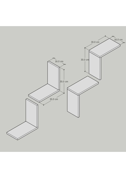 İda Wooden Reflect Dekoratif Duvar Rafı - Duvar Kitaplığı