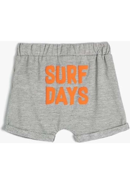 Erkek Bebek Bebek Kanguru Cepli Şort Beli Lastikli - Koton - 4SMB40110TK - Lacivert Çizgili - 12-18 Ay modelleri