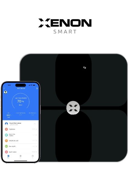 XenonSmart Akıllı Dijital Tartı Baskül Yağ Su Kas Vücut Kitle Endeksi Kilo Ölçer Tartı Bluetooth Bağlantılı