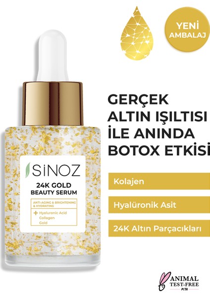 24k Altın Parçacıklı Hyaluronik Asit Içeren Kolajen Cilt Bakım Serum 30 ml