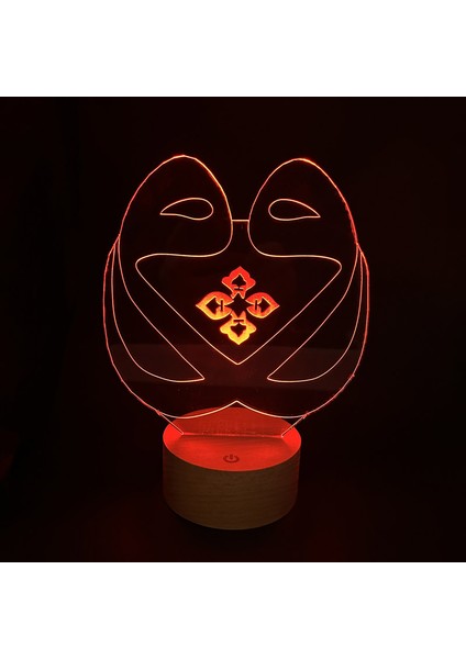 Vav Tasarımı LED Masa Lambası Ahşap Taban 7 Farklı Işık Renkli