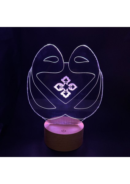 Vav Tasarımı LED Masa Lambası Ahşap Taban 7 Farklı Işık Renkli