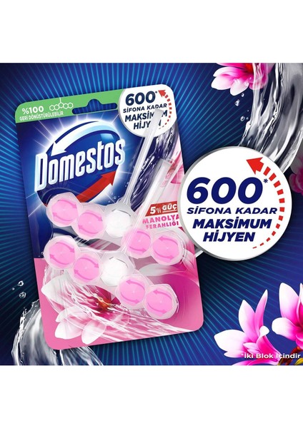 Wc Blok 5'li Güç Tuvalet Bloğu Manolya Ferahlığı Maksimum Hijyen 100 G x 3