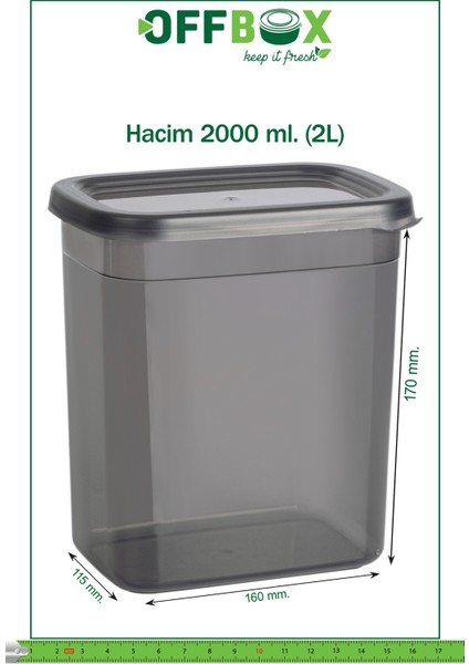 Dikdörtgen Erzak Bakliyat Saklama Kabı Baharatlık D-2000 12'li Set 2 Litre 20 Etiket Hediyeli