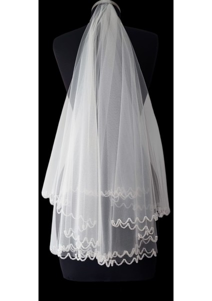 Moda Nur,işlemeli Gelin Duvağı,gelin Aksesuarları,nikah Duvağı