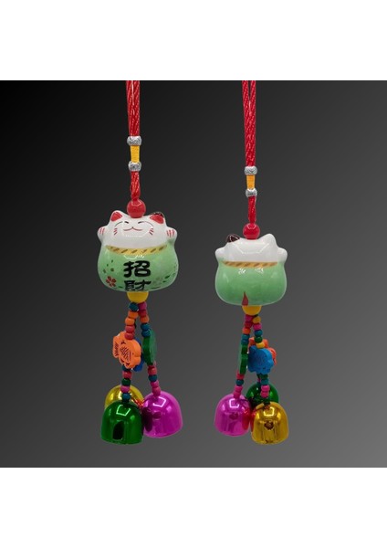 Feng Shui Maneki Neko Şans Kedisi Yeşil No.3