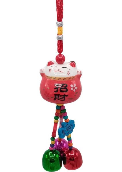Feng Shui Maneki Neko Şans Kedisi Kırmızı No.3