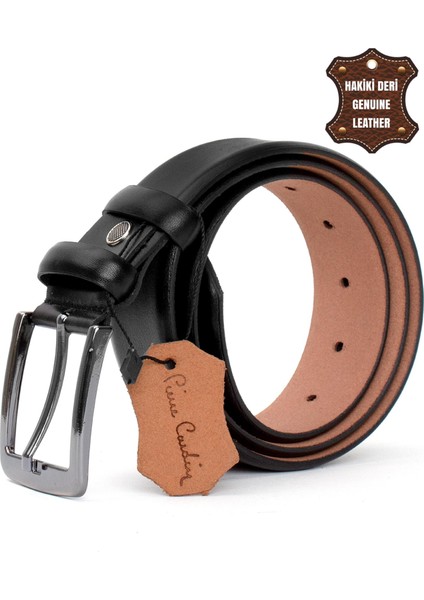 PC401 Erkek 4 cm Hakiki Deri Kemer Siyah