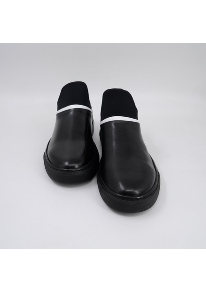 Erkek Siyah Deri Sneakers