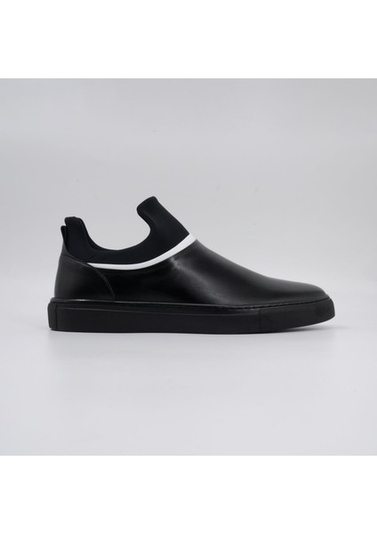 Erkek Siyah Deri Sneakers