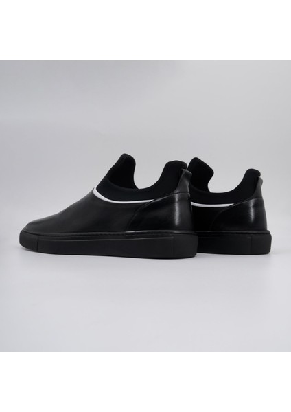 Erkek Siyah Deri Sneakers