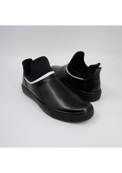 Erkek Siyah Deri Sneakers
