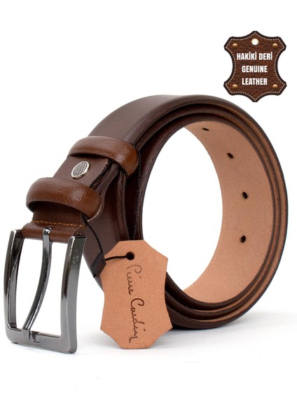PC401 Erkek 4 cm Hakiki Deri Kemer Camel