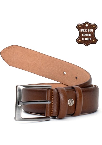 PC401 Erkek 4 cm Hakiki Deri Kemer Camel