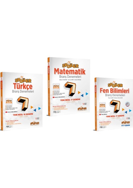 7. Sınıf Türkçe - Matematik - Fen Bilimleri Branş Deneme 3 Kitap