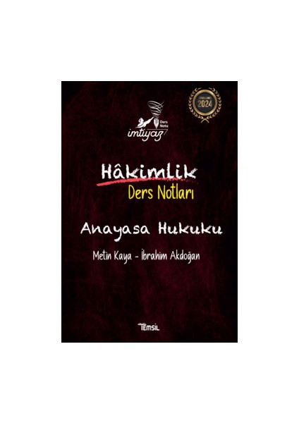 Temsil Yayınları Imtiyaz Anayasa Hukuku Hakimlik Ders Notları