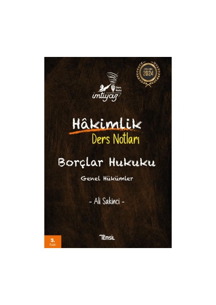 Temsil Yayınları İmtiyaz Hakimlik Ders Notları Borçlar Hukuku Genel Hükümler