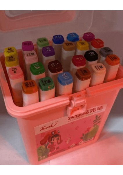 Touch Sketch Marker 24LÜ Çift Uçlu Marker Kalem Seti -Pembe Kutu