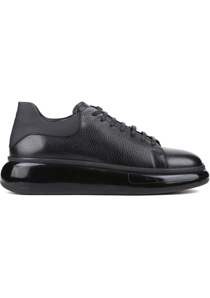 - Siyah Deri Bağcıklı Erkek Sneaker 250-1012