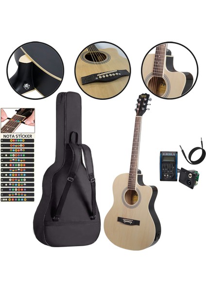 XC-300XNT- Profesyonel AMFİLİ Elektro Akustik Gitar (Amfi Gigbag Çanta Tuner Capo Askı Jak Kablo Pena) modelleri