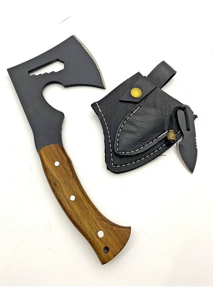 El Yapımı Ceviz Saplı Dövme Çelikten Av ve Kamp Bıçağı, Balta Kılıflı fiyatları