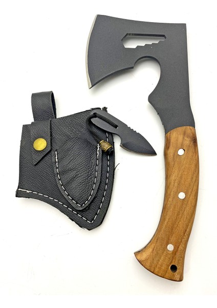 El Yapımı Ceviz Saplı Dövme Çelikten Av ve Kamp Bıçağı, Balta Kılıflı modelleri