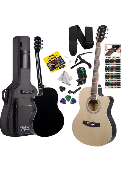 XC-200NT Kesik Kasa Profesyonel Akustik Gitar 4/4 Yetişkin Üst Segment (Gigbag Çanta Tuner Capo Askı Pena)