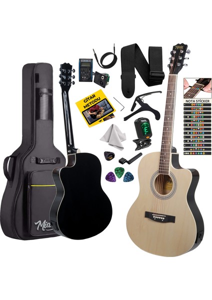 Midex XC-300NT-EQ Profesyonel Elektro Akustik Gitar 4/4 Yetişkin Üst Segment (Gigbag Çanta Tuner Capo Askı Jak Kablo Pena)