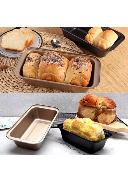 Pişirme Için Ekmek Tavası Somun Tavası, Yapışmaz Karbon Çelik Pişirme Ekmeği Tost Kalıbı Somun Fırın Tepsisi Seti (Altın 6 Adet) (Yurt Dışından)