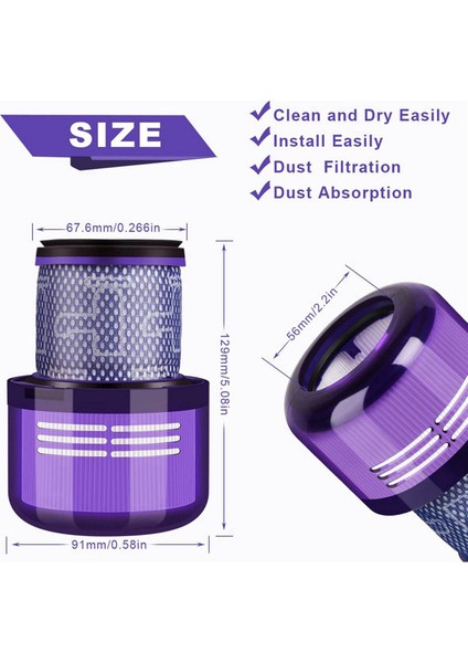 Dyson V11 V15 SV14 Için 2 Takım Yedek Filtreler Elektrikli Süpürge Aksesuarları Yıkanabilir Filtre + Temizleme Fırçası (Yurt Dışından) modelleri