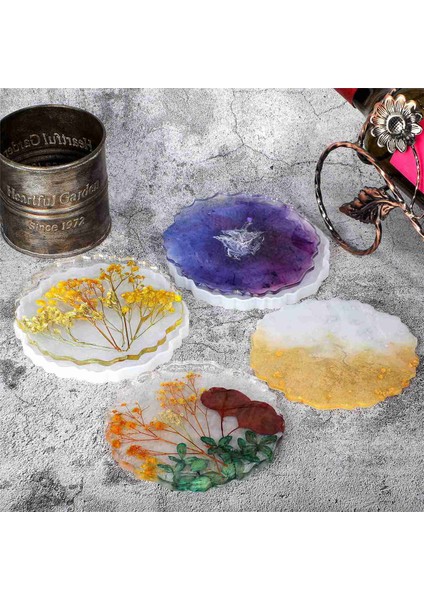 18 Adet Reçine Coaster Kalıp Silikon Geode Kalıp Düzensiz Dalga Şekli Kalıp Tepsi Kalıp Coaster Döküm Kalıp (Yurt Dışından) modelleri