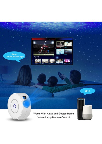 Wifi Tuya Projektör Galaksi Bulutsusu/hareketli Yıldızlı Gece Işığı Renkli Projektör (Yurt Dışından)
