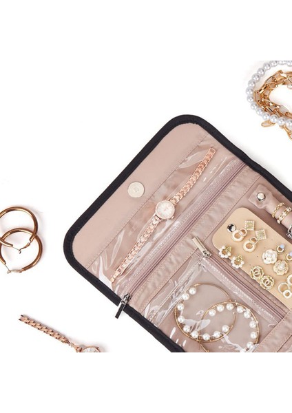Takı Organizatör Rulo Katlanabilir Takı Saklama Çantası Taşınabilir Seyahat Takı Çantası Yumuşak Küpe Bilezik Depolama Tutucu (Yurt Dışından) fırsatları