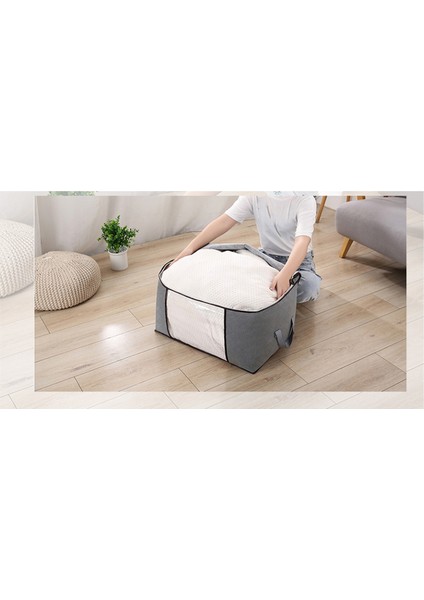 Kapasiteli Giysi Saklama Çantası Yorgan, Depolama Için Güçlendirilmiş Saplı Fermuarlı Katlanabilir Organizasyon 60X34X40CM (Yurt Dışından) indirimleri