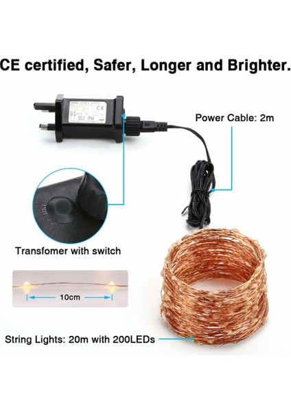 Güneş Enerjili Işıklar 200LED Dize Peri Işıkları Açık Noel Aydınlatma Için Avlu Sokak Bahçe Dekor 20 M Ingiltere Tak (Yurt Dışından) fırsatları