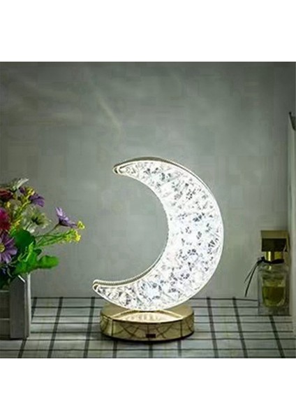 Led, Ay Şeklinde Üç Renkli Masa Işığı, Dokunmatik Karartma, Başucu Işığı, Romantik Elmas USB (Yurt Dışından) modelleri