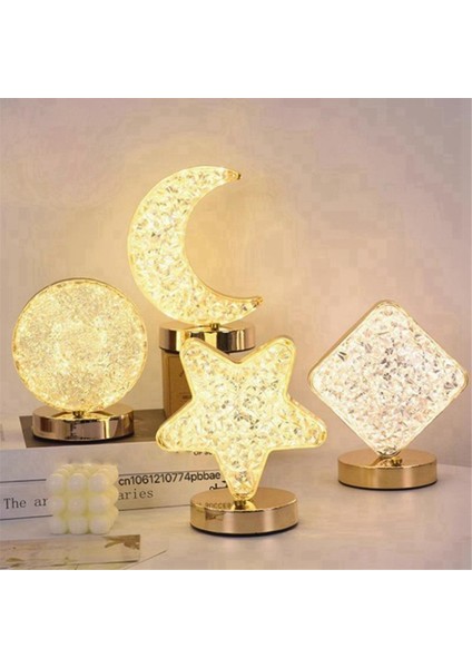 Led, Ay Şeklinde Üç Renkli Masa Işığı, Dokunmatik Karartma, Başucu Işığı, Romantik Elmas USB (Yurt Dışından) fırsatları