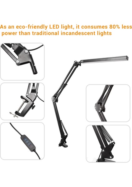 Masa Lambası Led, 14 W Döner Kol Mimar Lambası, 3 Renk Modlu Ofis Masa Lambası Göz Koruması, Esnek Kelepçe Işık (Yurt Dışından) modelleri
