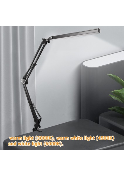 Masa Lambası Led, 14 W Döner Kol Mimar Lambası, 3 Renk Modlu Ofis Masa Lambası Göz Koruması, Esnek Kelepçe Işık (Yurt Dışından) fırsatları