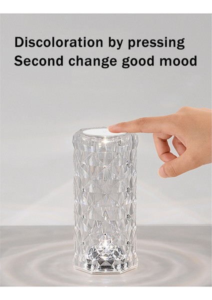 Renk LED Kristal Masa Lambası Gül Işık Projeksiyon Lambası LED Atmosfer Yatak Odası Başucu USB Dokunmatik Gece Lambası (Yurt Dışından) fiyatları