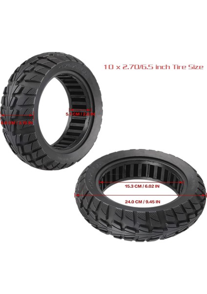 Katı Lastik 10 Inç, 10X2.70-6.5 Katı Lastik Scooter Tubeless Delinmeye Dayanıklı Lastik, Kugoo Için Patlamaya Dayanıklı Katı Lastikler (Yurt Dışından)