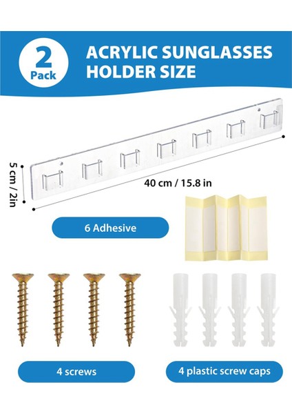 Güneş Gözlüğü Tutucu Organizatör, 2 Adet Akrilik Güneş Gözlüğü Duvara Monte Gözlük Ekran Tutucu Gözlük Gözlük Asılı Raf B (Yurt Dışından) indirimleri