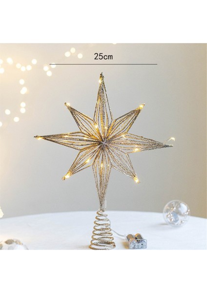 Noel Ağacı Toppers Yıldız LED Lamba Ev Noel Süslemeleri Ağaç Süsleri Için Sekiz Köşeli Yıldız Ağacı Işık, Şampanya Altın (Yurt Dışından) fırsatları