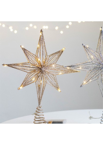 Noel Ağacı Toppers Yıldız LED Lamba Ev Noel Süslemeleri Ağaç Süsleri Için Sekiz Köşeli Yıldız Ağacı Işık, Şampanya Altın (Yurt Dışından) indirimleri