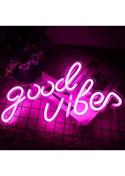 Iyi Vibes Neon Burcu Düğün Duvar Asılı USB LED Neon Işıklı Tabelalar LED Gece Işıkları Yatak Odası Dekorasyon Odaları Dekor Için (Yurt Dışından) fiyatları